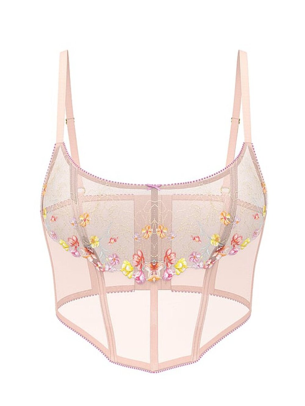 Victoria’s Secret Rainbow Bloom Embroidery Corset Top Small 34221